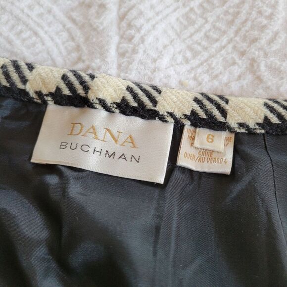 Dana Buchman Black and White A-Line Skirt Pencil 100% Wool 6 - Picture 7 of 8